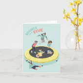 Dotty Dog Trampoline Feestje Wordt Vijf Kaart (Gele Bloem)