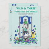 Dotty Dog Wild & Drie 3e Verjaardag Kaart (Voorkant / Achterkant)
