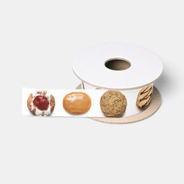 Dotty Donuts white satin ribbon Satijnen Lint