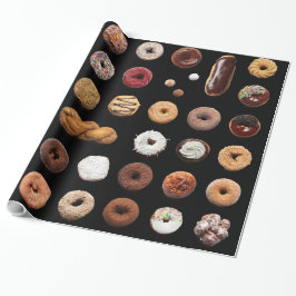 Dotty Donuts wrapping paper (zwart) Cadeaupapier
