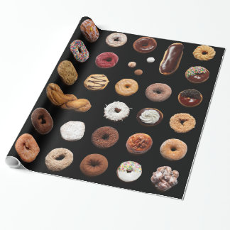 Dotty Donuts wrapping paper (zwart) Cadeaupapier