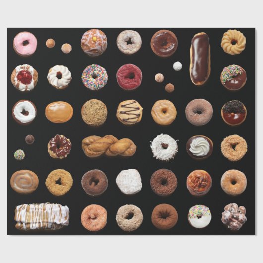 Dotty Donuts wrapping paper (zwart) Cadeaupapier (Vlak)