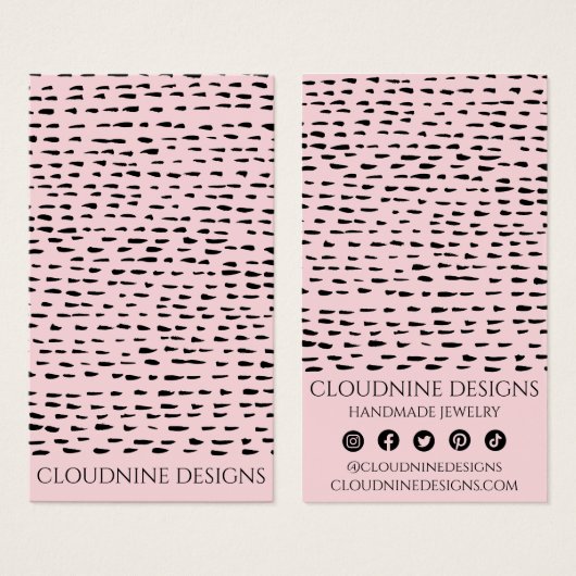 Dotty Earning Ketting Pink Jewelry Display Card Visitekaartje (Voorkant /achterkant)