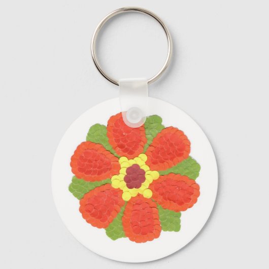 Dotty Flower Button Keyring Sleutelhanger (Voorkant)