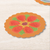 Dotty Flower Scalloped Kartonnen Onderzetters (Gekanteld)