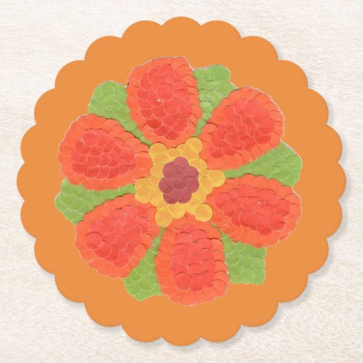 Dotty Flower Scalloped Kartonnen Onderzetters (Voorkant)