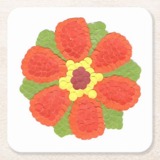 Dotty Flower Square Paper Onderzetter (Voorkant)