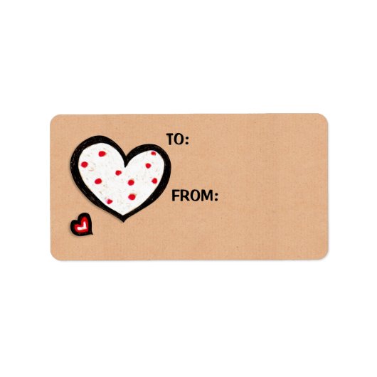 Dotty Hearts kraft Gift Label Sticker (Voorkant)