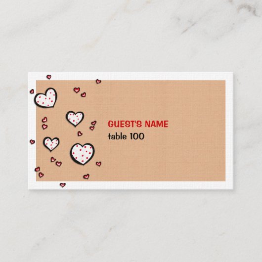 Dotty Hearts kraft Place Card Plaatskaartje (Voorkant)
