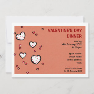 Dotty Hearts kraft red Valentijnsdag Dinner Feestdagenkaart