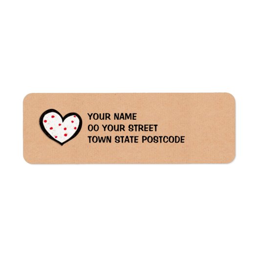 Dotty Hearts kraft Return Address Label (Voorkant)