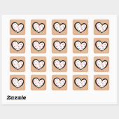 Dotty Hearts kraft vierkante Sticker (Vel)