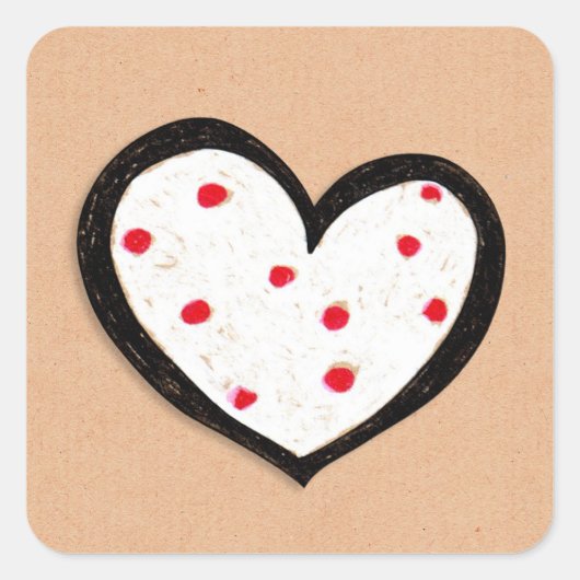 Dotty Hearts kraft vierkante Sticker (Voorkant)