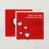 Dotty Hearts red Square Weddenschap Kaart (Voorkant / Achterkant)