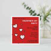 Dotty Hearts red Valentijnsdag Party Invite Kaart (Staand voorkant)
