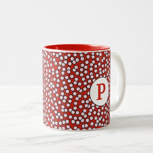 Dotty Monogram Patroon Tweekleurige Koffiemok (Voorkant rechts)