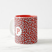 Dotty Monogram Patroon Tweekleurige Koffiemok (Voorkant links)