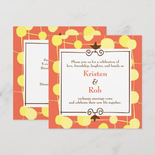 Dotty (Oranje sorbet) bruiloft Kaart (Voorkant / Achterkant)