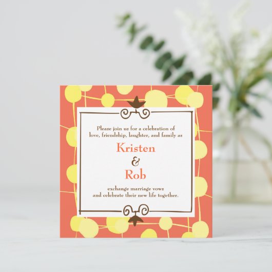 Dotty (Oranje sorbet) bruiloft Kaart (Staand voorkant)