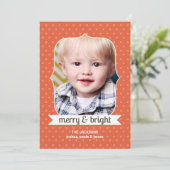 Dotty over Kerstmis Tangerine-fotofeestkaart Feestdagenkaart (Staand voorkant)