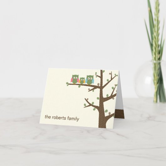 Dotty Owls Baby bedankkaart (Voorkant)