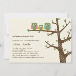 Dotty Owls Baby shower Invitation Kaart