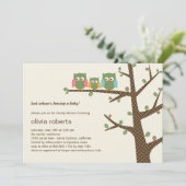 Dotty Owls Baby shower Invitation Kaart (Staand voorkant)