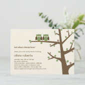 Dotty Owls Twins Baby shower Invitation Kaart (Staand voorkant)