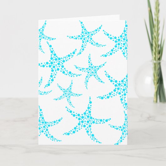 Dotty Starfish Patroon in Turquoise en White. Kaart (Voorkant)