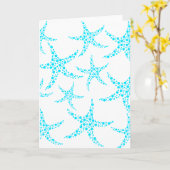 Dotty Starfish Patroon in Turquoise en White. Kaart (Gele Bloem)