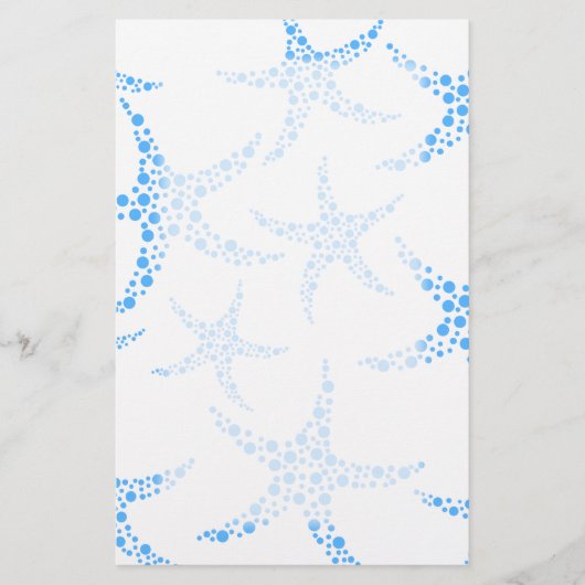 Dotty Starfish Pattern in Blue and White. Briefpapier (Voorkant)