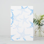 Dotty Starfish Pattern in Blue and White. Briefpapier (Staand voorkant)