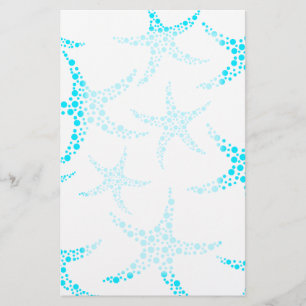 Dotty Starfish Pattern in Turquoise and White. Briefpapier