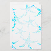 Dotty Starfish Pattern in Turquoise and White. Briefpapier (Voorkant / Achterkant)