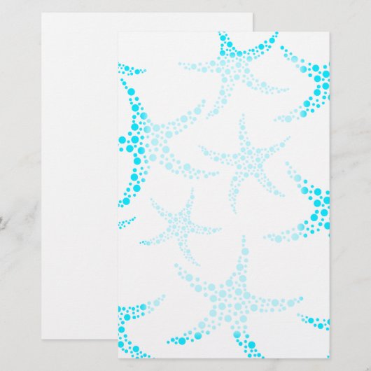 Dotty Starfish Pattern in Turquoise and White. Briefpapier (Voorkant / Achterkant)