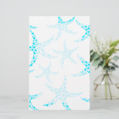 Dotty Starfish Pattern in Turquoise and White. Briefpapier (Staand voorkant)
