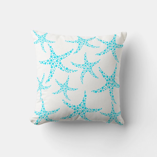 Dotty Starfish Pattern in Turquoise and White. Kussen (Voorkant)