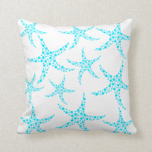 Dotty Starfish Pattern in Turquoise and White. Kussen