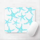 Dotty Starfish Pattern in Turquoise and White. Muismat (Met muis)