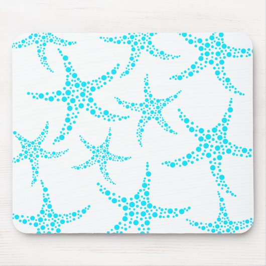 Dotty Starfish Pattern in Turquoise and White. Muismat (Voorkant)