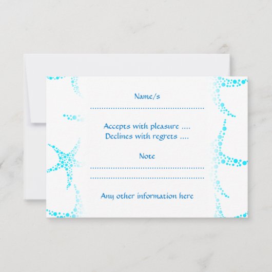 Dotty Starfish Pattern in Turquoise and White. RSVP Kaartje (Voorkant)