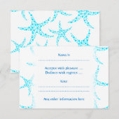 Dotty Starfish Pattern in Turquoise and White. RSVP Kaartje (Voorkant / Achterkant)