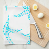 Dotty Starfish Pattern in Turquoise and White. Theedoek (Quarter Fold)