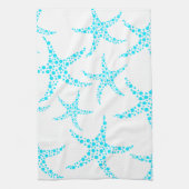 Dotty Starfish Pattern in Turquoise and White. Theedoek (Verticaal)
