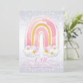 DOUANE 1stBIRTHDAY Girly PInk Gold Glitter Rainbow (Staand voorkant)