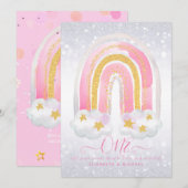 DOUANE 1stBIRTHDAY Girly PInk Gold Glitter Rainbow (Voorkant / Achterkant)