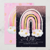 DOUANE 1stBIRTHDAY Girly PInk Gold Glitter Rainbow (Voorkant / Achterkant)