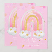 DOUANE 1stBIRTHDAY Girly PInk Gold Glitter Rainbow (Voorkant / Achterkant)