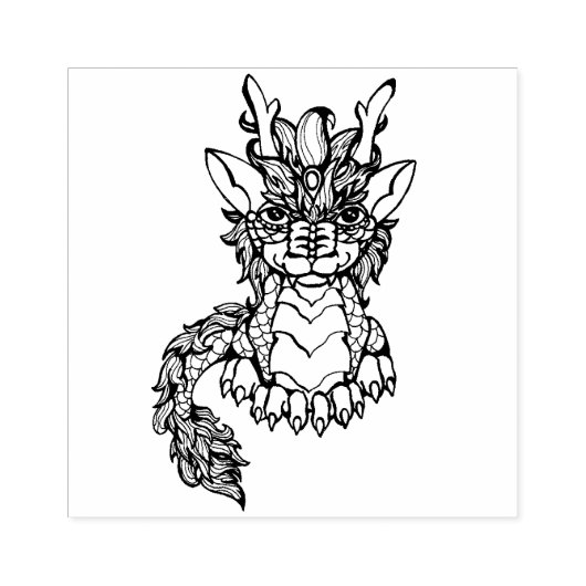 Douane 2.5"x 2.5"Rubberzegel Aziatische Draak Rubberstempel (Afrduk)