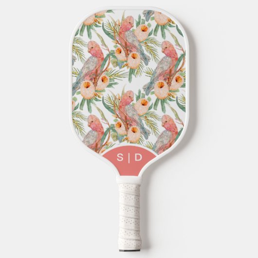 Douane Australische Galah Floal Pickleball Paddle (Voorkant)